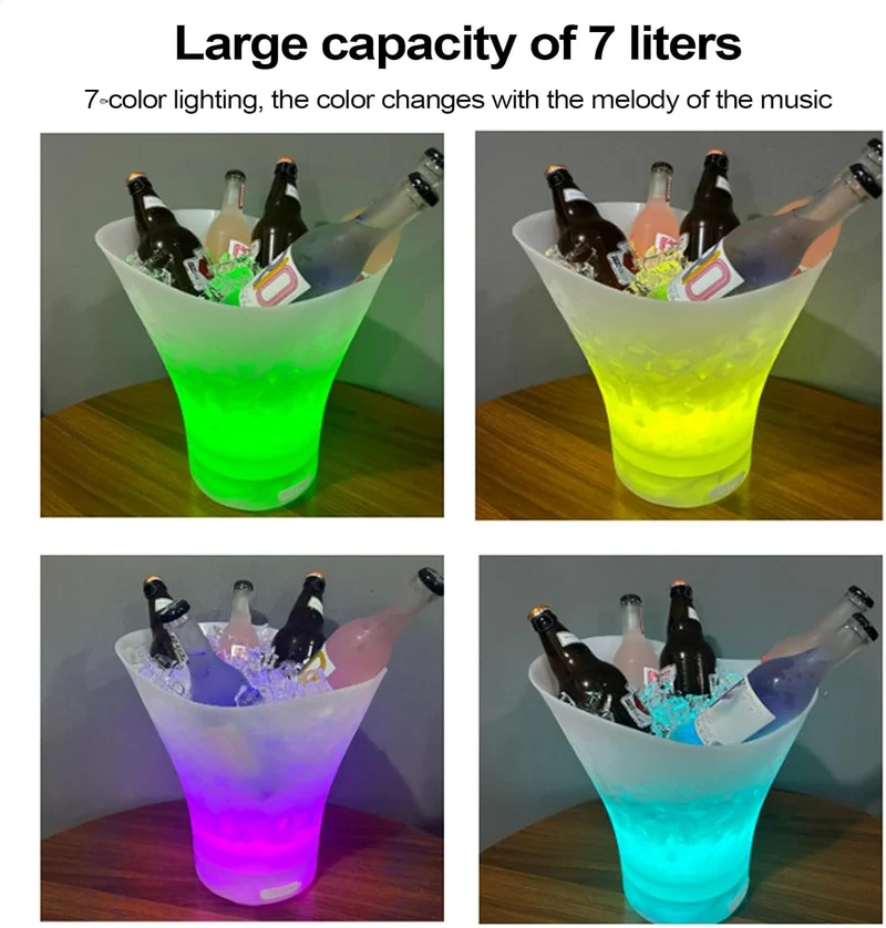 Wein-Cooler – 7L, LED-Beleuchtung, Bluetooth-Speaker, USB-C, wiederaufladbar