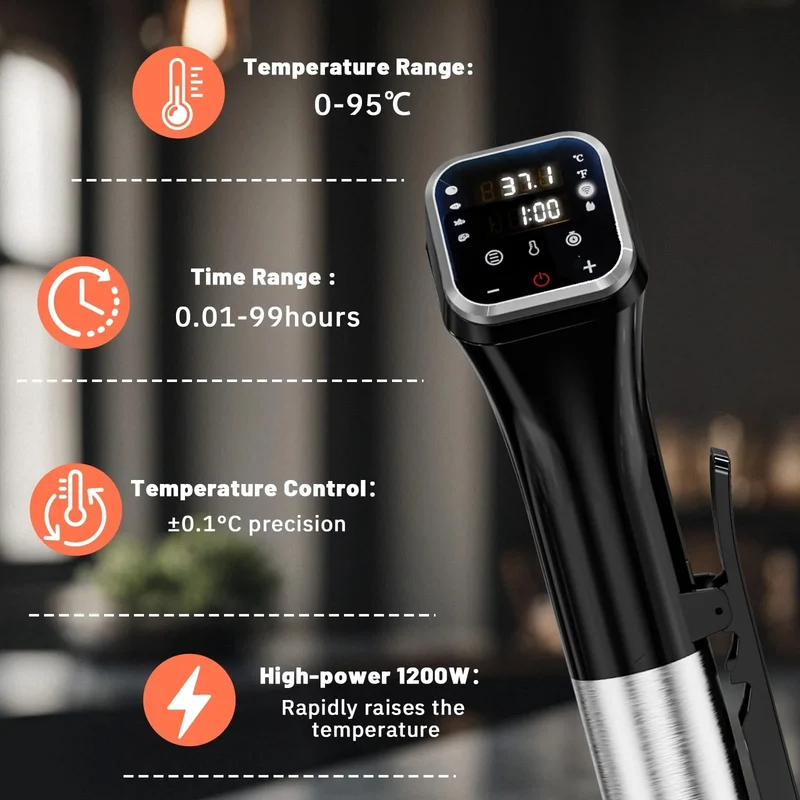 Sous-Vide Garer WiFi – 1100W, ±0,1°C, Edelstahl 304, App-Steuerung, 4–32L