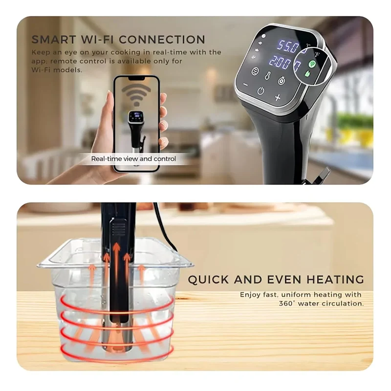 Sous-Vide Garer WiFi – 1100W, ±0,1°C, Edelstahl 304, App-Steuerung, 4–32L