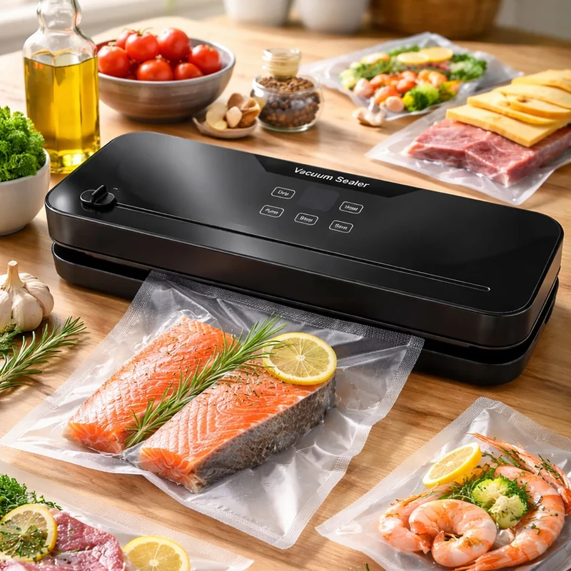 Vakuumiergerät – inkl. 8 Beutel, starke Saugleistung, für Lebensmittel & Sous-vide