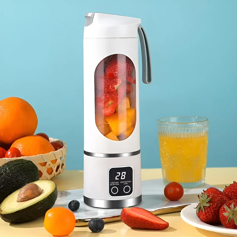 Tragbarer Smoothie Maker – 450ml, USB-Aufladung, inkl. Trinkbecher, für Büro & Reise