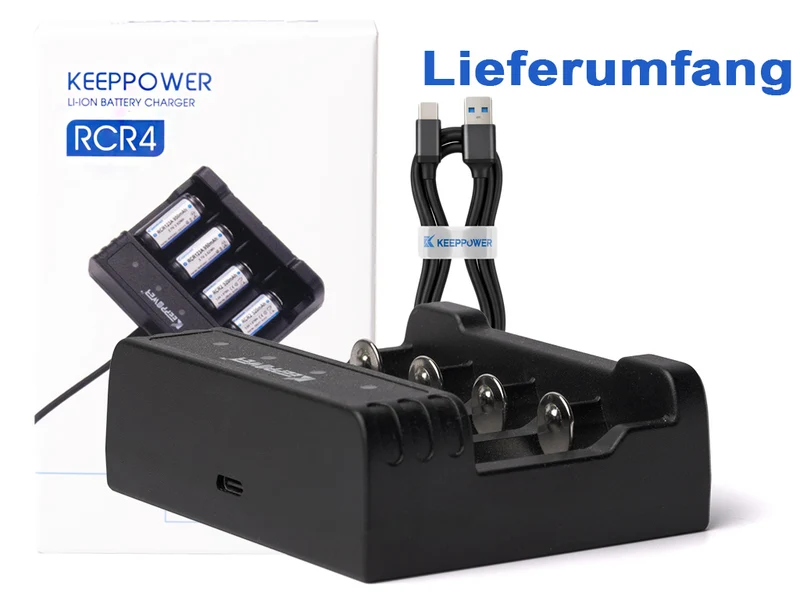 Keeppower RCR4 Li-Ion Ladegerät für RCR2 RCR123A 16340 3,6V - 3,7V