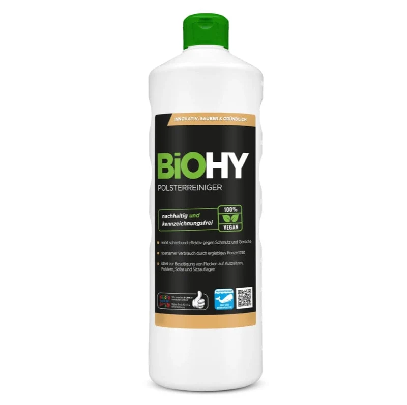 BiOHY Polsterreiniger – 1L Konzentrat, vegan, mikroplastikfrei, für Sofa, Autositze & Hotellerie