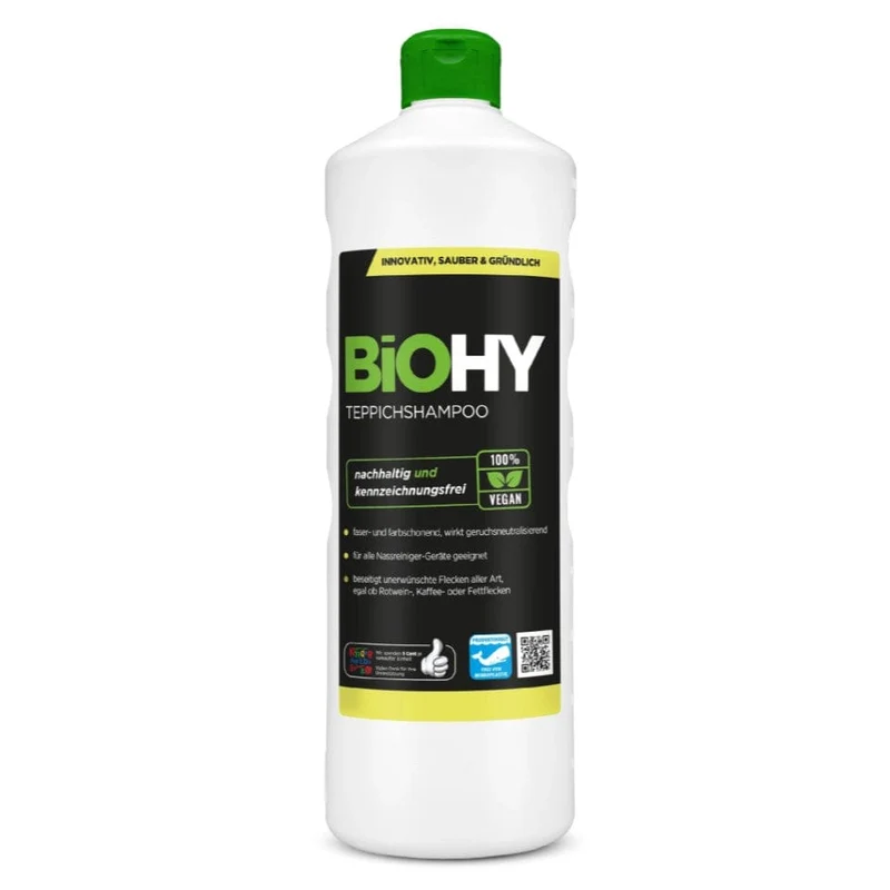 BiOHY Teppichshampoo – 1L Konzentrat, vegan, mikroplastikfrei, für Shampoonierer & Hotellerie