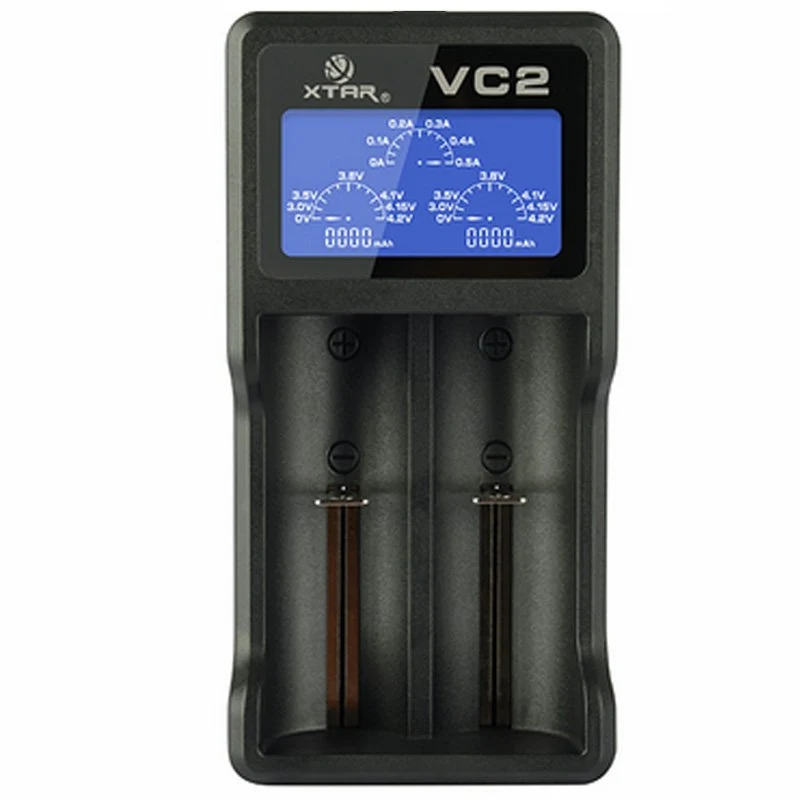 Xtar 2-Schacht USB-Ladegerät mit großem Display, mit bis zu 0,5Ah Ladestrom