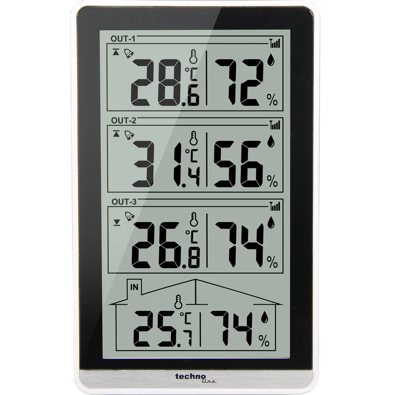 Technoline WS 7060 - moderne Temperaturstation mit 3 Außensensoren und 4 Messwerten