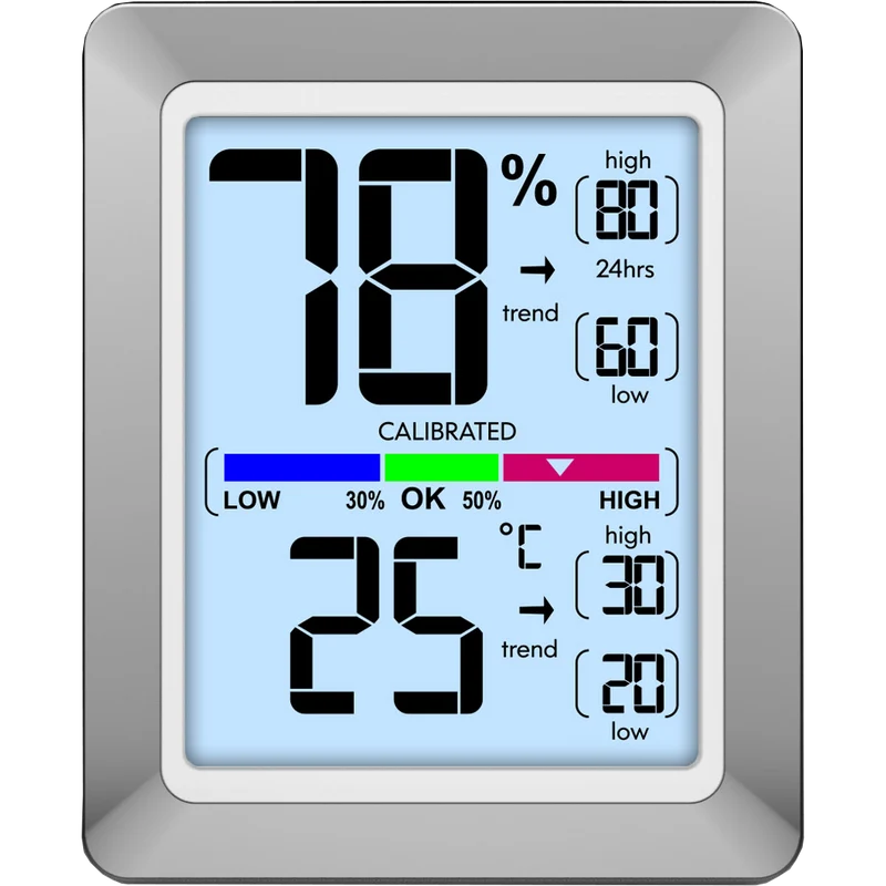 Technoline WS 9460 - moderne Raumklimastation mit Temperatur- und Luftfeuchteanzeige in chrom/weiß