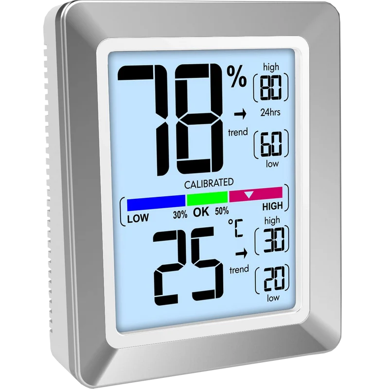 Technoline WS 9460 - moderne Raumklimastation mit Temperatur- und Luftfeuchteanzeige in chrom/weiß