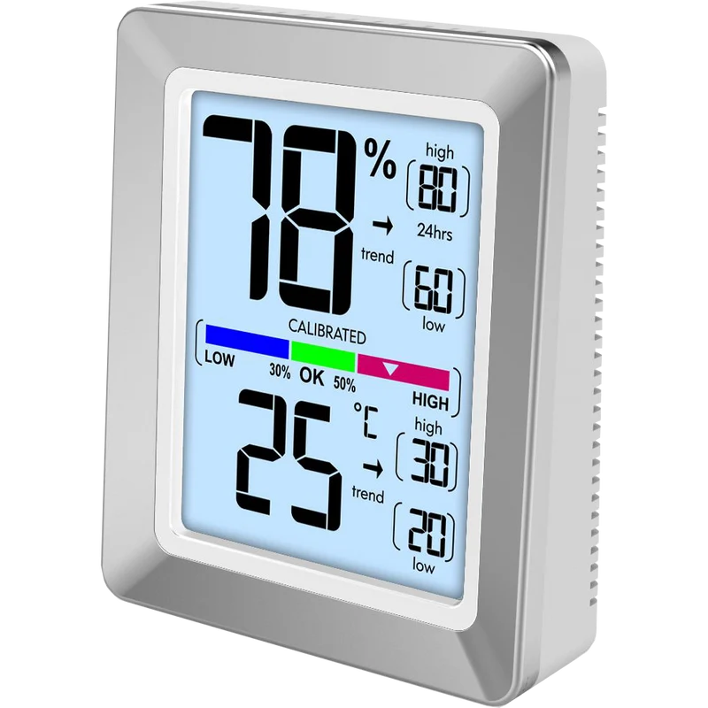 Technoline WS 9460 - moderne Raumklimastation mit Temperatur- und Luftfeuchteanzeige in chrom/weiß