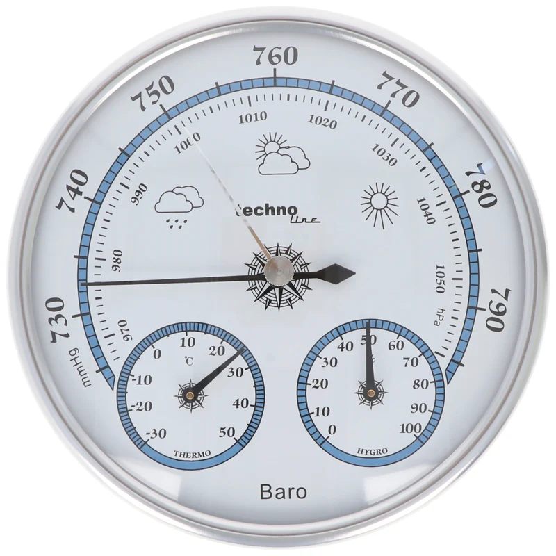 Technoline WA 3090 rundes BaroMeter mit Thermo-HygroMeter im Vintage-Design