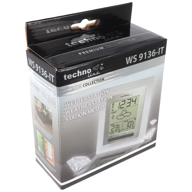 Technoline Premium Wetter Station WS 9136-IT mit Außensensor, für 2x AA Mignon Batterien