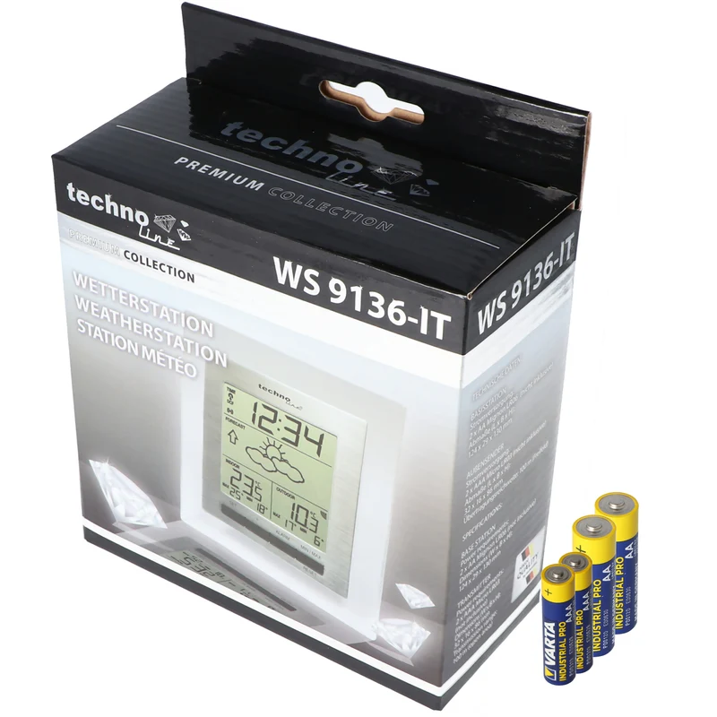 Technoline Premium Wetter Station WS 9136-IT mit Außensensor, für 2x AA Mignon Batterien