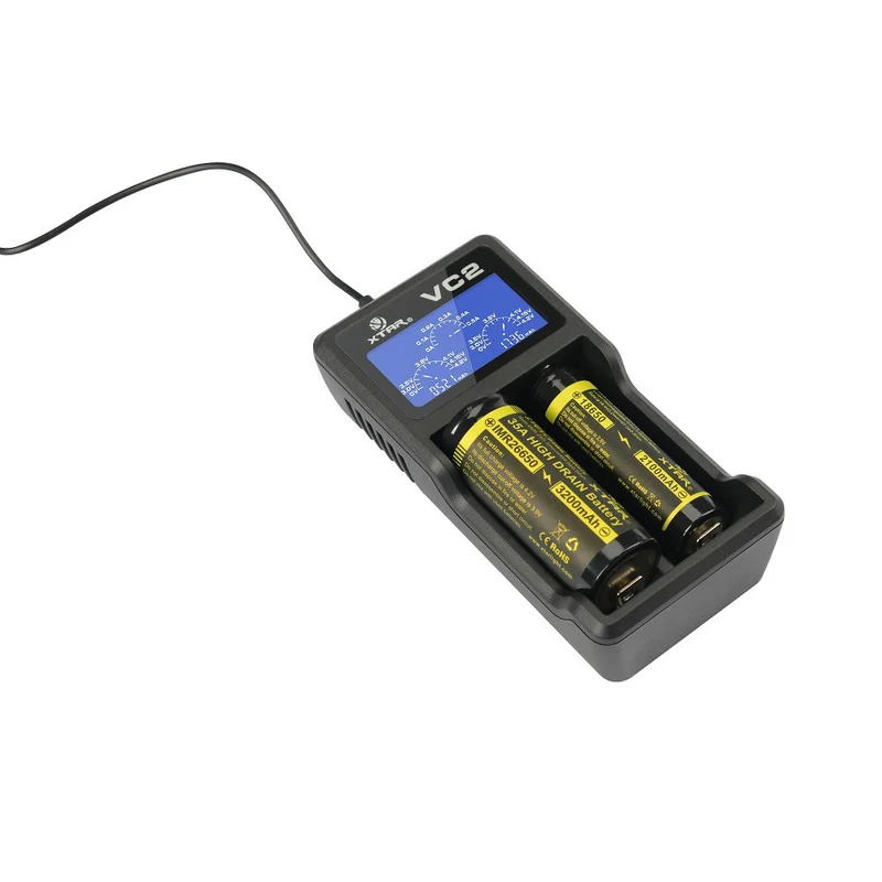 Xtar VC2 Ladegerät + 2x Samsung INR18650-25R inkl. Netzteil und Box