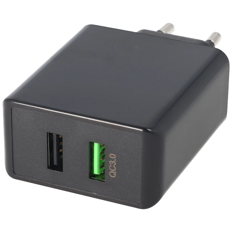 Goobay Dual-USB Schnellladegerät USB QC3.0 28W schwarz, lädt bis zu 4x schneller als Standardladegeräte
