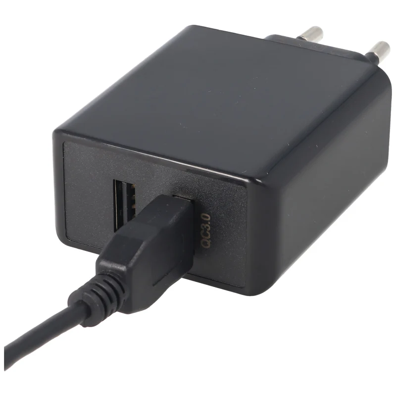 Goobay Dual-USB Schnellladegerät USB QC3.0 28W schwarz, lädt bis zu 4x schneller als Standardladegeräte