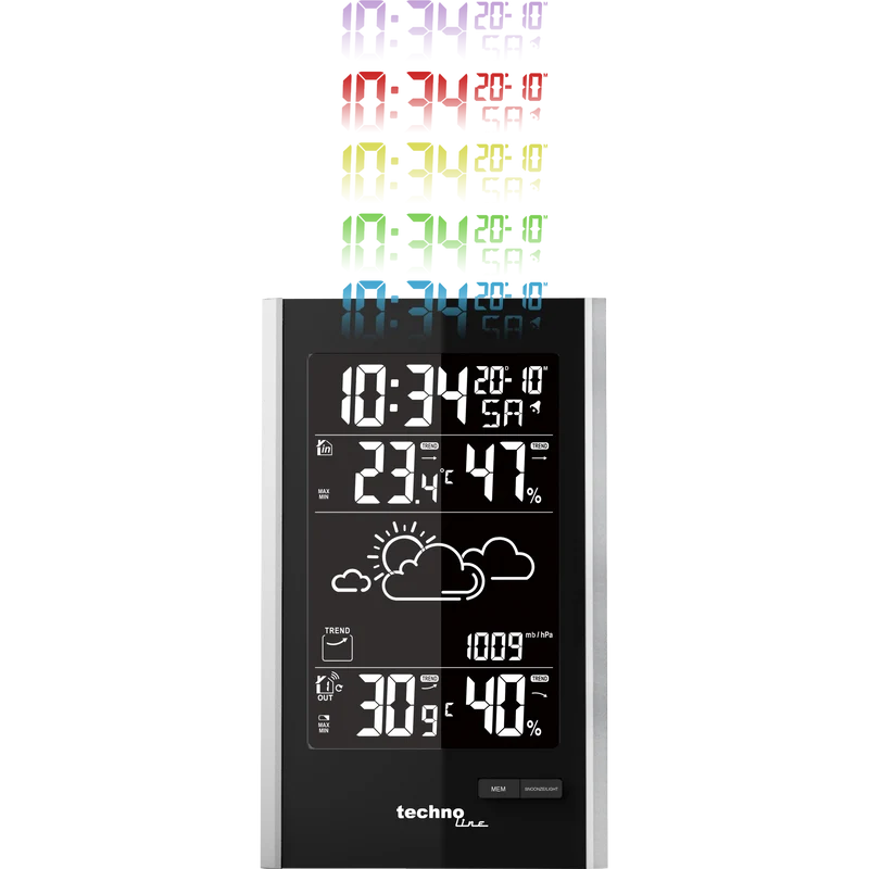 Technoline WS 9060 moderne Wetterstation mit Farbwechselfunktion