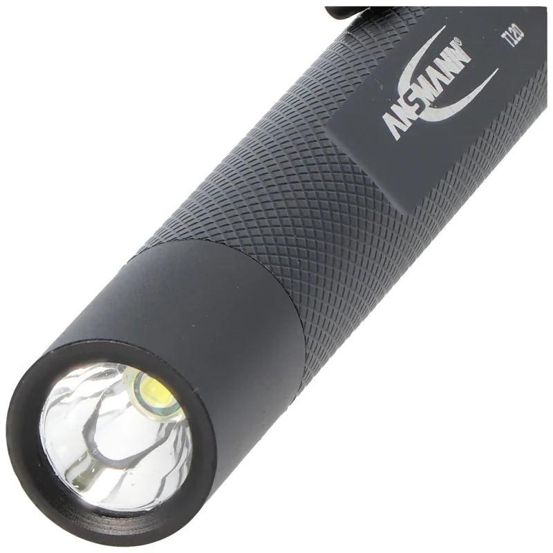 Ansmann Future T120 Aluminium-Stiftleuchte mit hocheffizientem Reflektorsystem, inklusive Batterien und abnehmbarem Clip