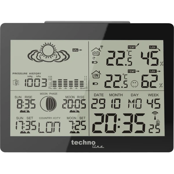 Technoline WS 6760 - moderne Wetterstation in schwarzer Hochglanz-Optik