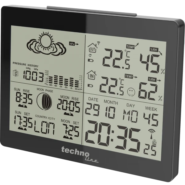 Technoline WS 6760 - moderne Wetterstation in schwarzer Hochglanz-Optik