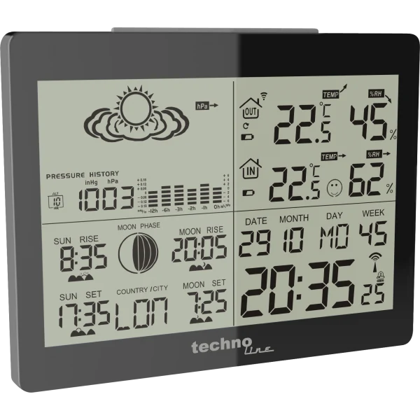 Technoline WS 6760 - moderne Wetterstation in schwarzer Hochglanz-Optik