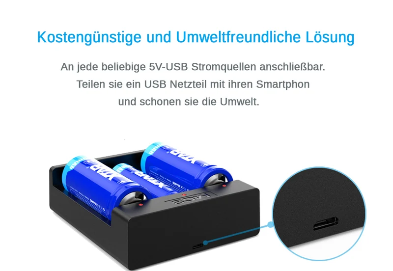 XTAR MC3 – Kompaktes 3-Schacht Ladegerät für Li-Ion Akkus