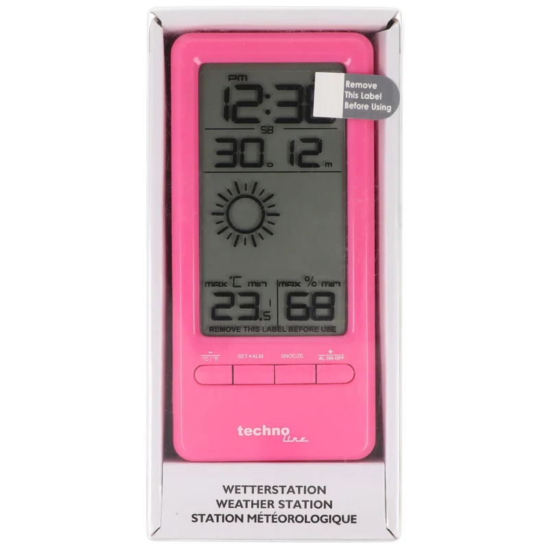 Technoline WS 6715 - Wetterstation rosa mit Vorhersage von Wettersituationen