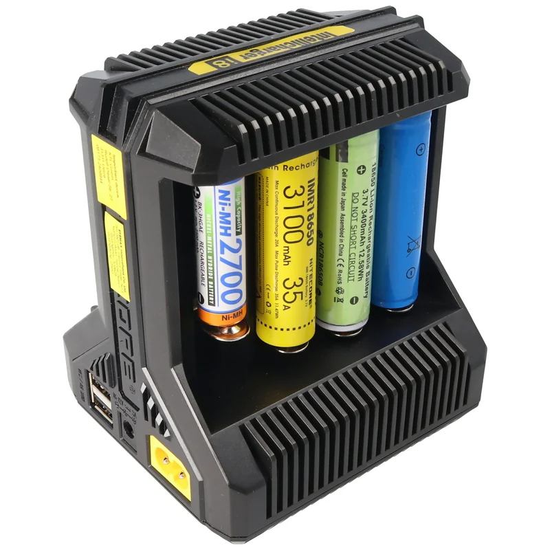 Nitecore 8fach Schnell-Ladegerät lädt 1 bis 8 Stück Li-Ion, LiFePO4, NiMH Akku 18650, AAA, AA