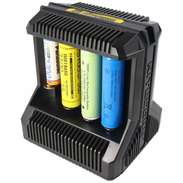 Nitecore 8fach Schnell-Ladegerät lädt 1 bis 8 Stück Li-Ion, LiFePO4, NiMH Akku 18650, AAA, AA